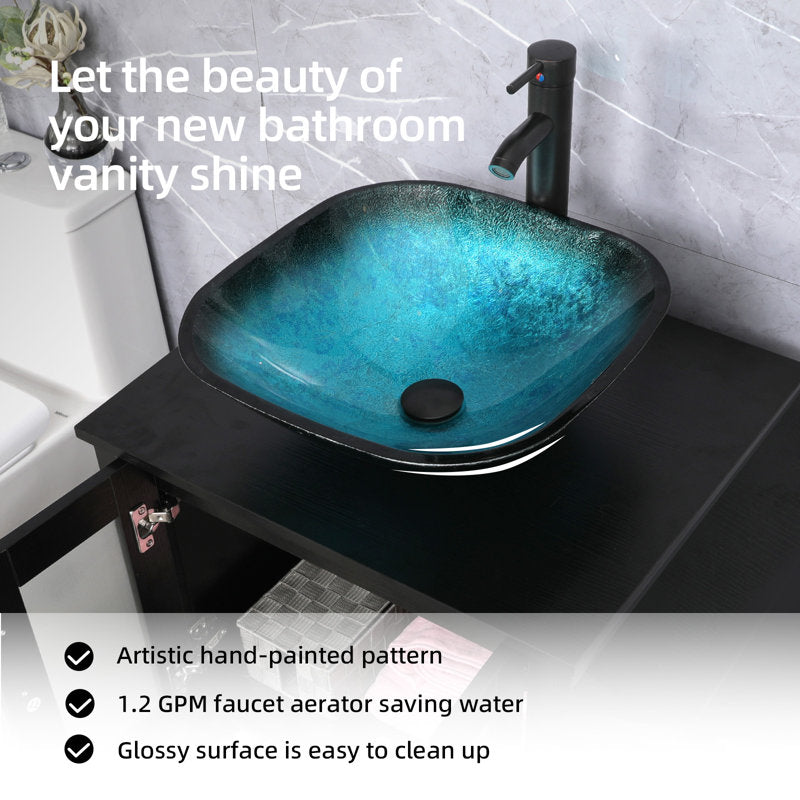 48” inch single vanity set with glass sink, manufactured wood countertop & Sink Only (mirror and faucet not included)