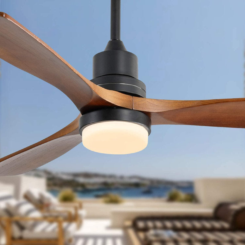 Ventilateur de plafond standard Shylo 5 pales de 132 cm (52 ​​po) avec éclairage LED intégré, noir et marron