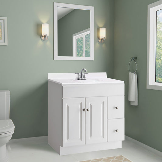 19 Inch Cultured Marble Vanity Top with Backsplash, Improved Package WHITE