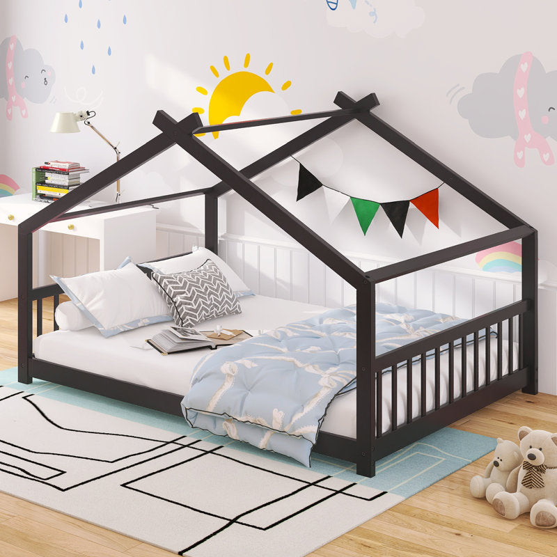 Lit à baldaquin pour enfant, couleur expresso