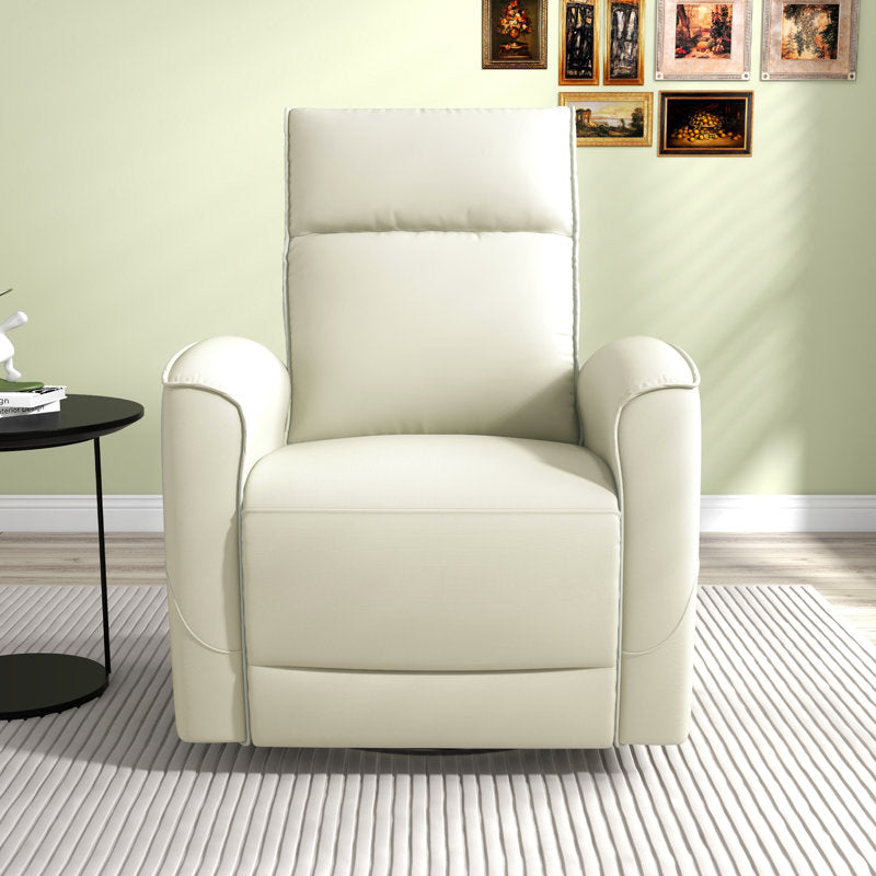 Modern 30.7" wide manual reclining and swivel chair in soft vegan leather