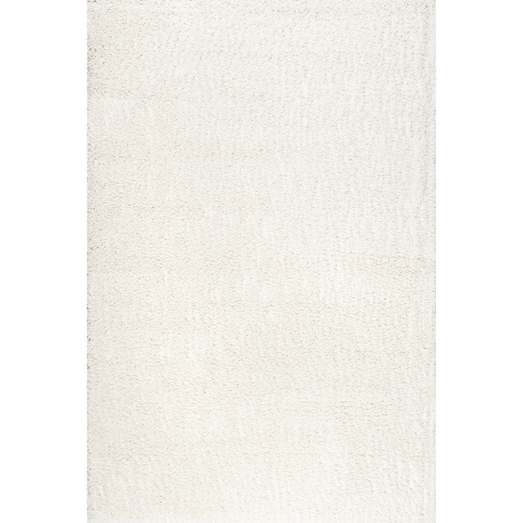 Tapis de couloir uni à poils longs pour salon, chambre, salle à manger, chambre d'enfant, entrée, couloir, blanc cassé, 122 x 183 cm