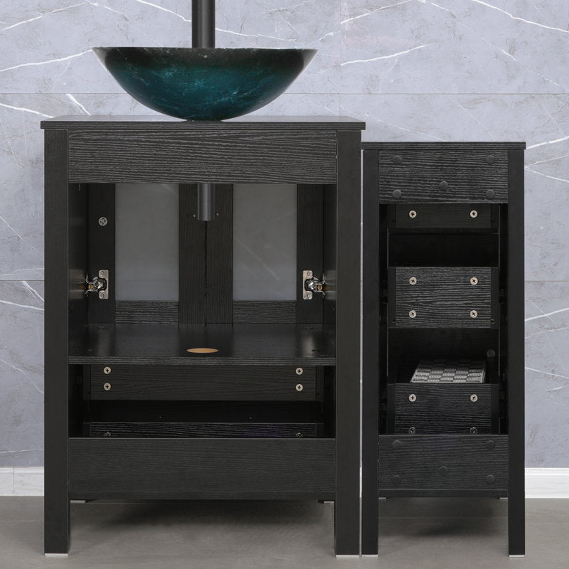 48” inch single vanity set with glass sink, manufactured wood countertop & Sink Only (mirror and faucet not included)