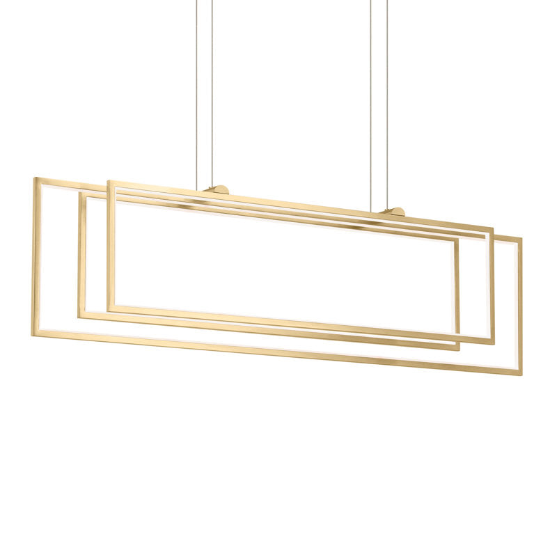 Lustre rectangulaire LED Crelin 3 lumières (doré)