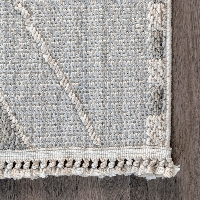Geometric Grey White Area Rug, 6'7'' X 9'10''
