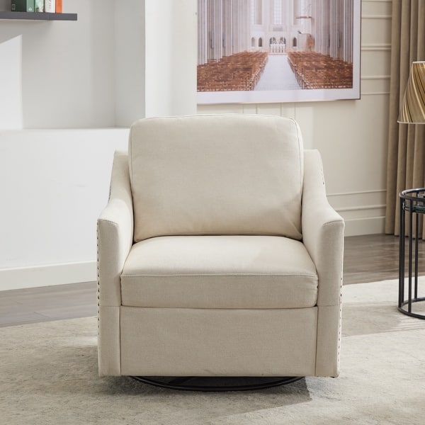 Fauteuil pivotant en tissu beige