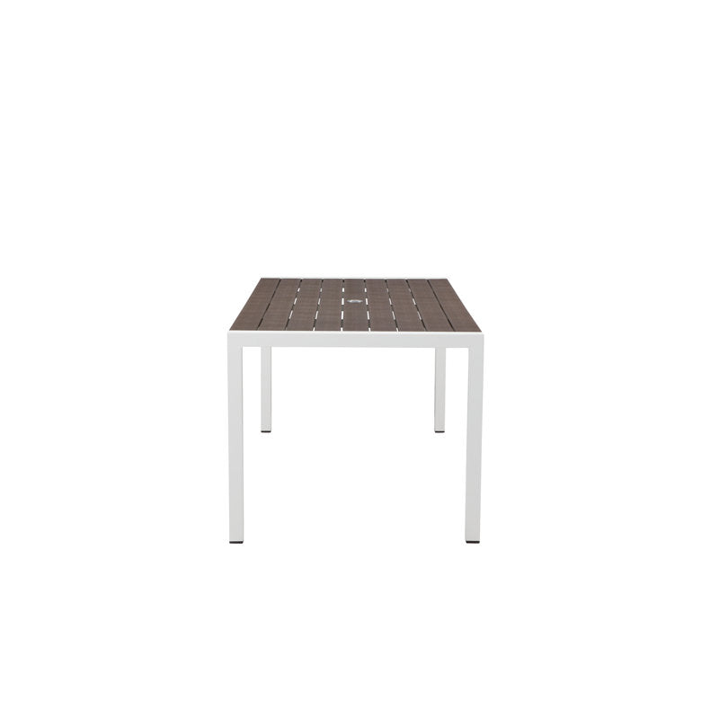 Table de salle à manger Aynura en plastique pour 6 personnes, utilisable en intérieur et en extérieur, grise et blanche. 