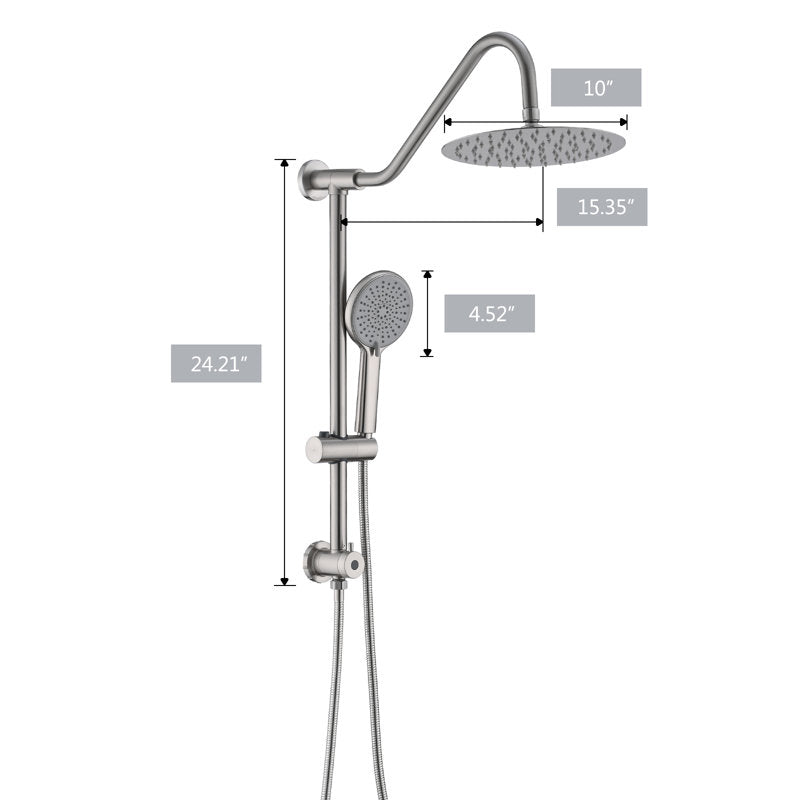 Shower System with 10-inch Rain Shower Head, 4-Function Adjustable Dual Shower Head