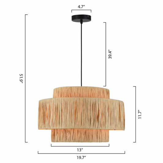 3 - Light Drum Chandelier with Wrought Iron Accents