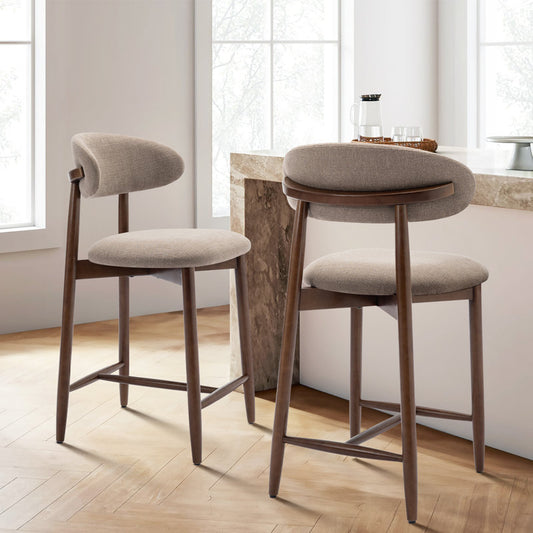 Vannie Upholstered Counter Stool with Solid Wood Frame (Set of 2)