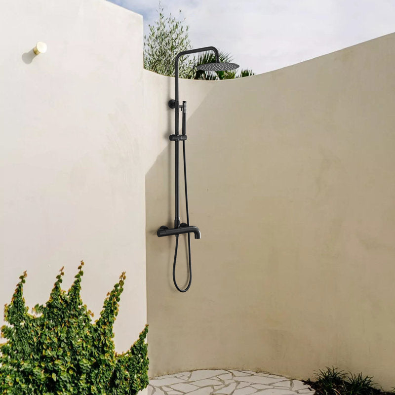 Système de douche extérieur mural complet en laiton massif à 3 fonctions, réglable en hauteur