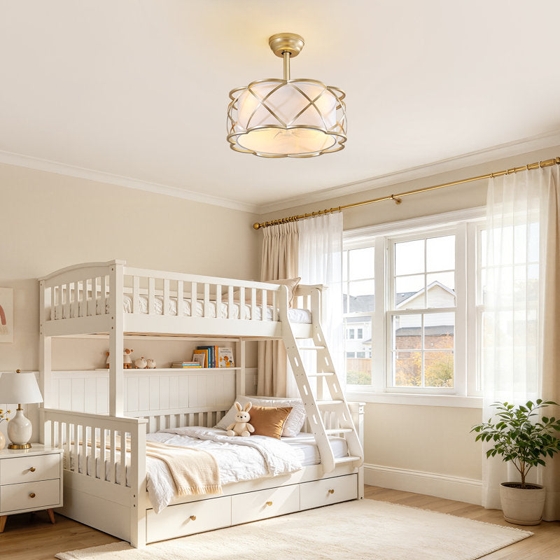 Plafonnier-ventilateur moderne de 48 cm avec abat-jour en tissu, kit d'éclairage et télécommande