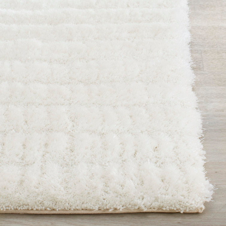 Wyler Hand-Tufted High Pile Solid White Colour Rug 6ft x 6ft