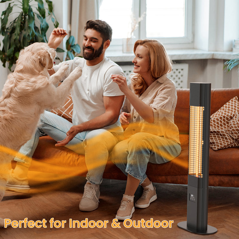 1500W electric patio heater with remote control, 5 power settings, 24-hour timer