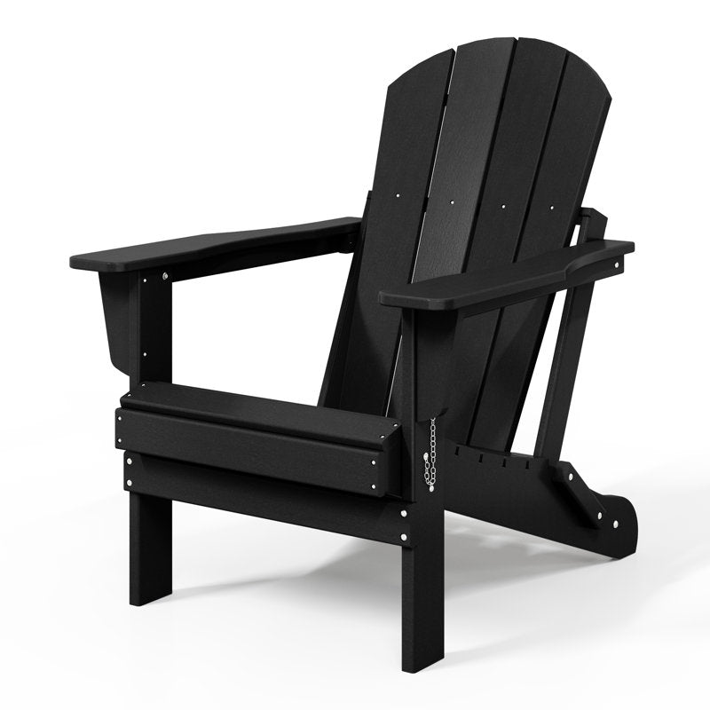 Chaise Adirondack pliante d'extérieur Shawnna résistante aux intempéries, noire 