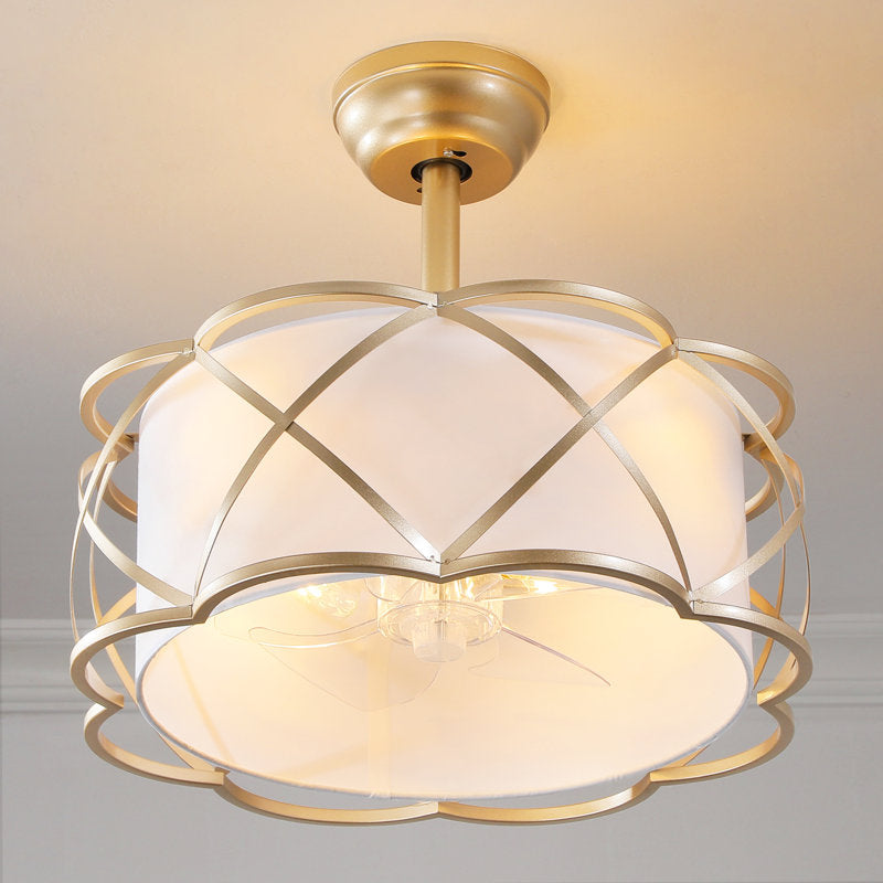 Plafonnier-ventilateur moderne de 48 cm avec abat-jour en tissu, kit d'éclairage et télécommande