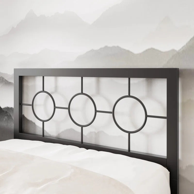 Lit jumeau Avren Oriental en métal, motif circulaire