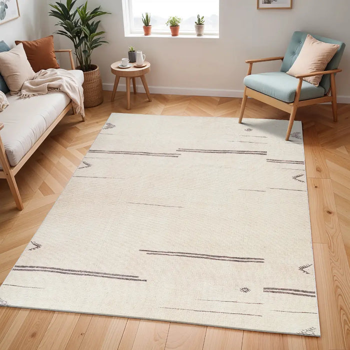 Rivi Becki Owens X Livabliss Global Scandi Dark Brown/Beige Rug 6’7” x 9’