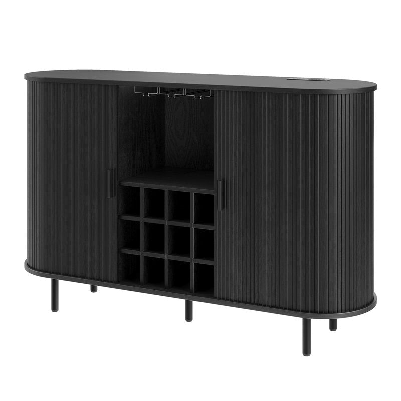 Nashlly Cabinet with LED Lights and Wine Glass Storage