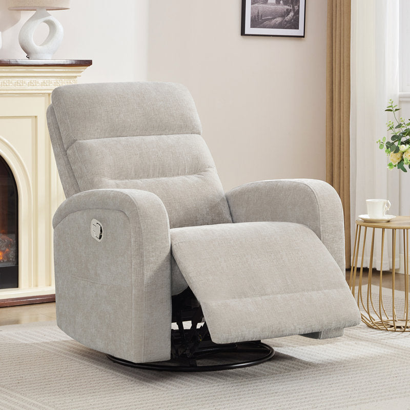 Fauteuil inclinable pivotant et à bascule moderne en velours côtelé marron camel pour salon 