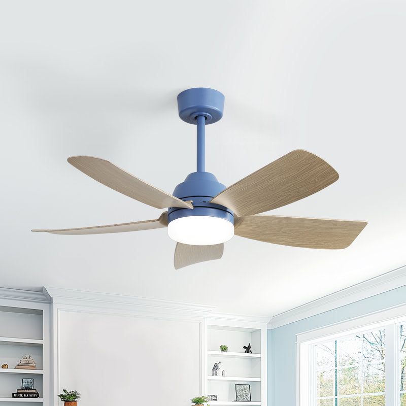 Rita 42" 5-Blade Modern Dark BlueThree-Color Dimmable Ceiling Fan Light with Remote Control