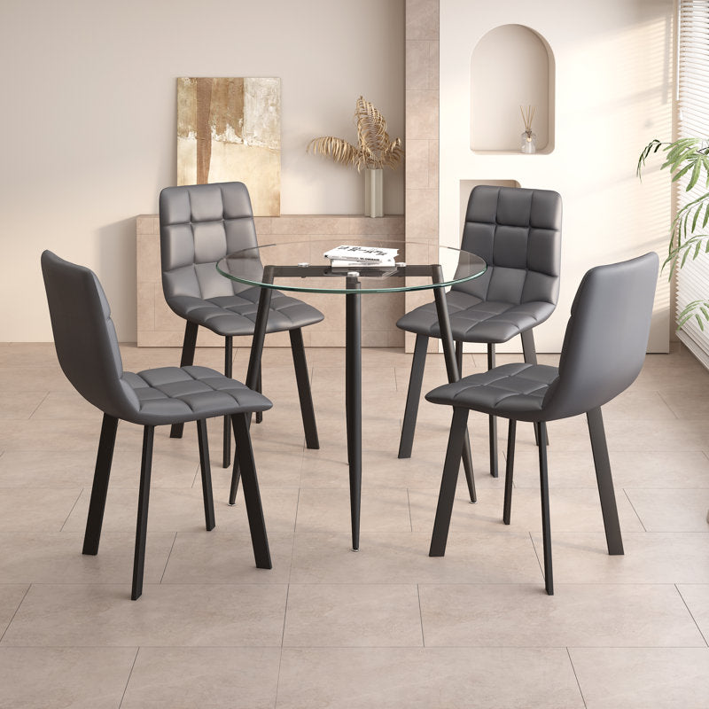 Ensemble de salle à manger rond Zakirah 35,4'' (gris + noir)