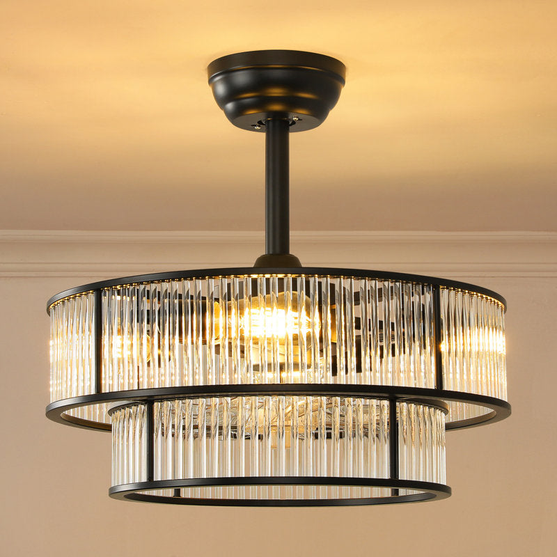 20-inch Mid-Century Crystal Chandelier Ceiling Fan with Light Kit and Remote Control Included