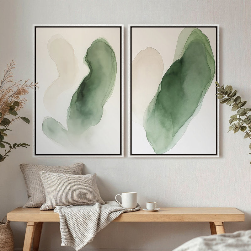 Tableau sur toile encadré, impression abstraite vintage sur toile 24 x 16 avec cadre blanc