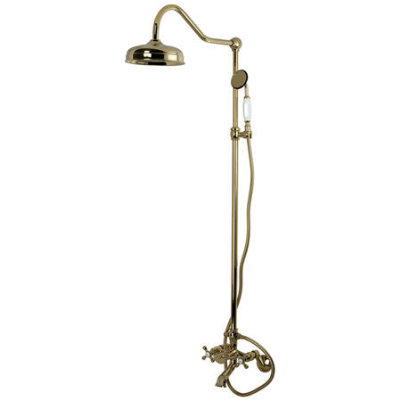 Vintage Double Handle Wall Mounted Clawfoot Tub Faucet with Diverter and Handshower