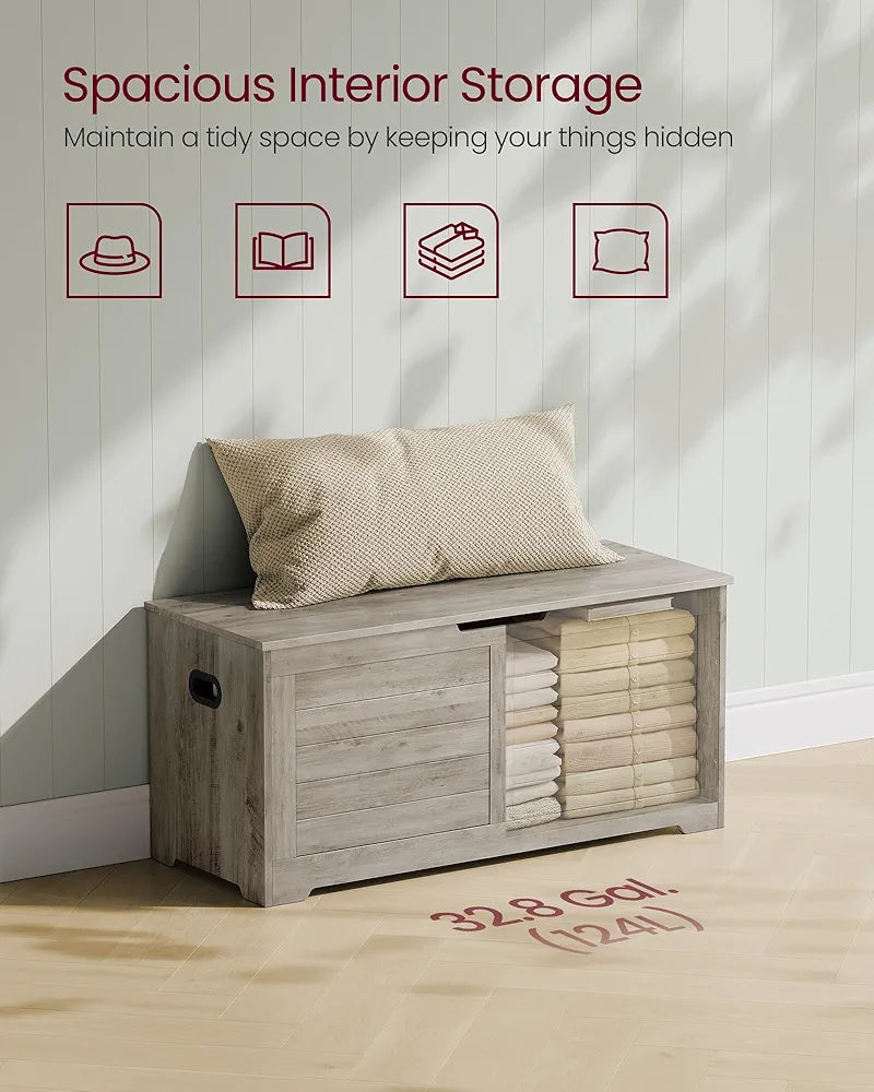 Banc de rangement VASAGLE Gris cendré - Style ferme 40 x 100 x 46 cm 