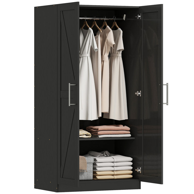 Armoire avec 2 portes de grange et armoire noire