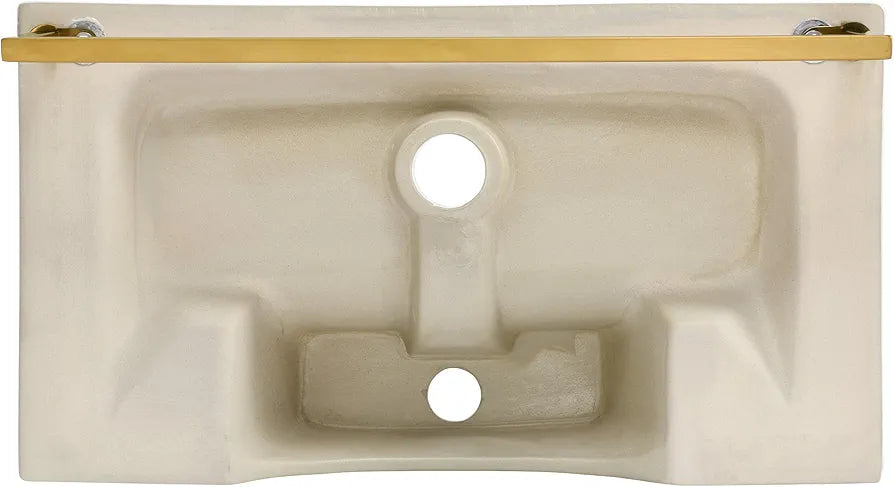 Swiss Madison Claire 22" Wall-Mount Bathroom Sink with Integrated Towel Bar, Rectangular Ceramic Basin, Space-Saving Modern Design, Single Faucet Hole, Glossy White with Brushed Gold