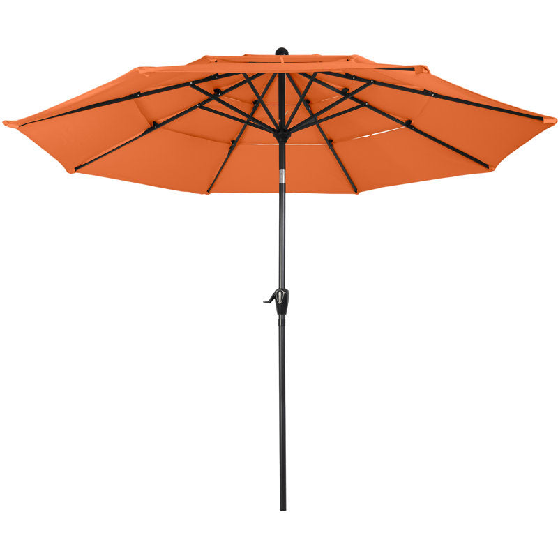 Parasol de marché Bettine 3 m (10 pi) - Pare-soleil à 3 niveaux avec inclinaison par bouton-poussoir et manivelle d'ouverture facile - Parasol d'extérieur pour terrasse, jardin ou piscine par Pure Garden