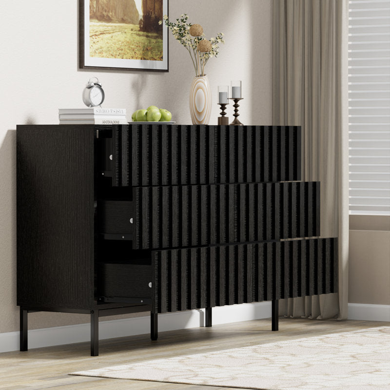 Commode double Endress à 6 tiroirs, 110 cm de largeur (NOIR) 