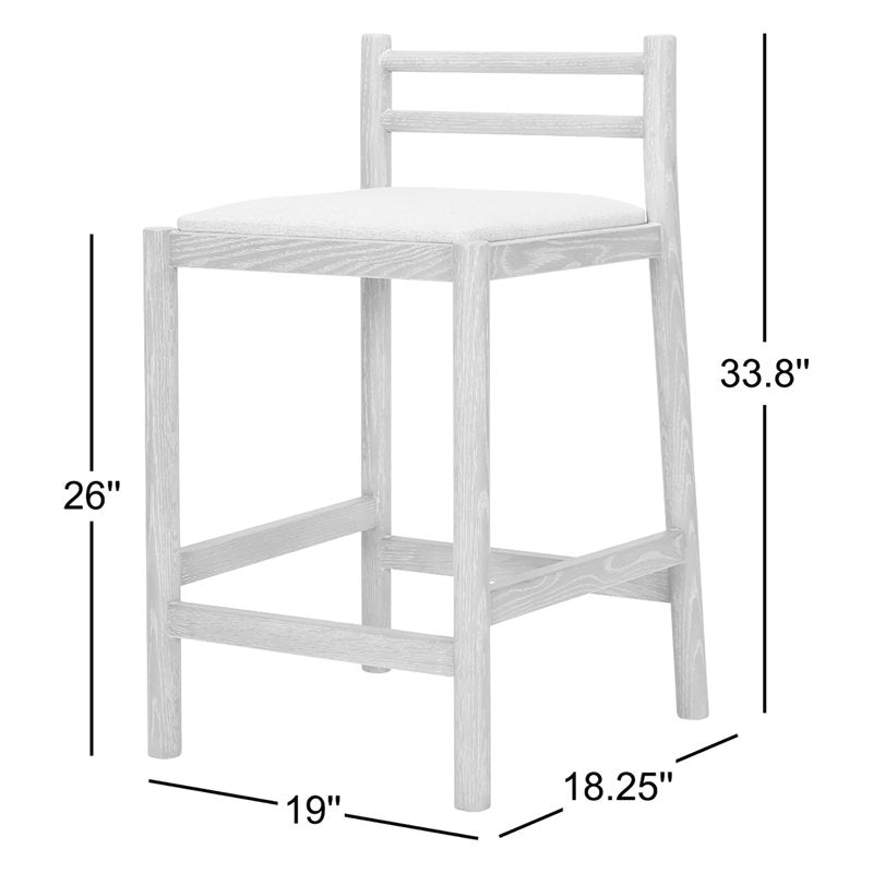 Clemie Dark Brown Wood w Cream Fabric Counter Stool
