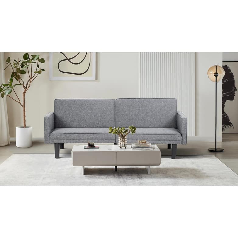 Canapé-lit futon convertible d'angle, canapé-lit deux places avec pieds fuselés pour salon, bureau, chambre d'étudiant, bureau