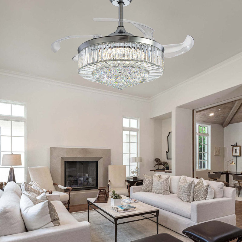 Ventilateur de plafond Presnell à intensité variable avec éclairage LED et télécommande, couleur argent, 122 cm (48 pouces).