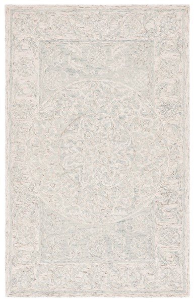 Lounette Hand Tufted Wool Cotton Floral Rug in Light Blue/Beige (4x6)