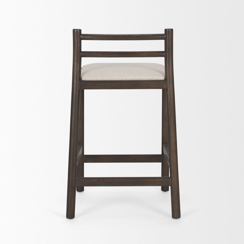 Clemie Dark Brown Wood w Cream Fabric Counter Stool