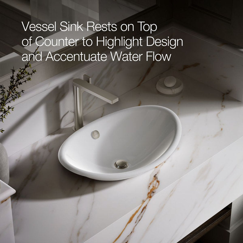 Lavabo vasque ovale en métal Iron Plains avec trop-plein, blanc 
