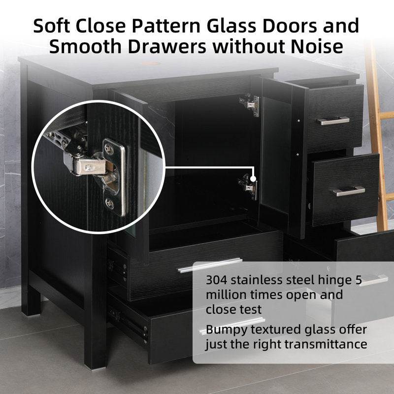 48” inch single vanity set with glass sink, manufactured wood countertop & Sink Only (mirror and faucet not included)