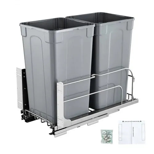 Poubelle de cuisine coulissante double de 27 QT x 2