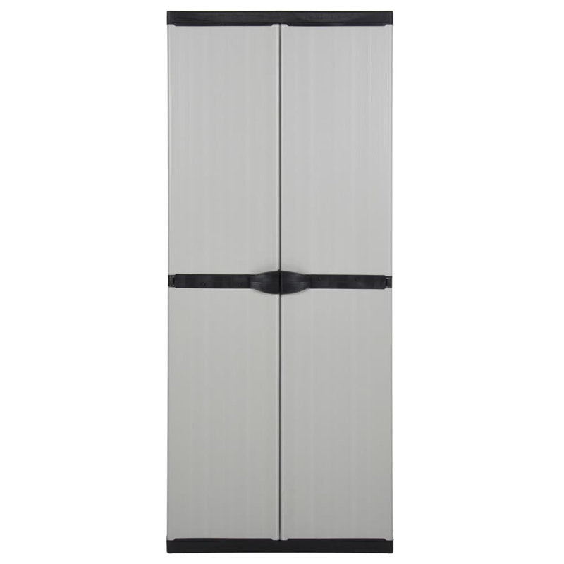 Armoire de jardin vidaXL grise et noire moyenne en PVC et PP (polypropylène) 68 cm x 40 cm x 168 cm 