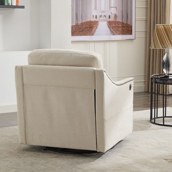 Fauteuil pivotant en tissu beige