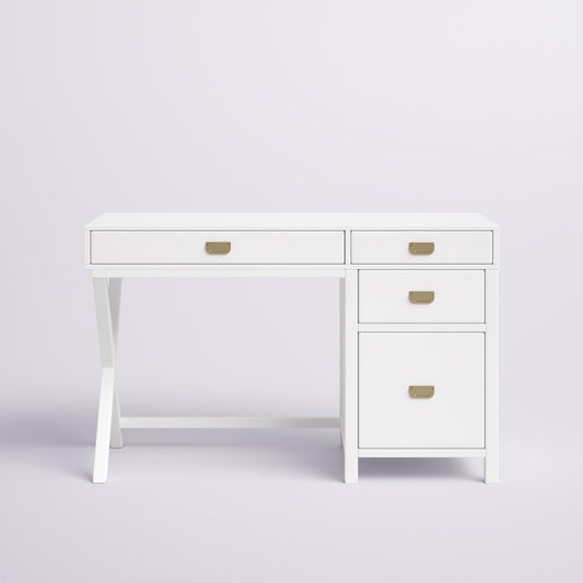 Bureau blanc avec rangement latéral