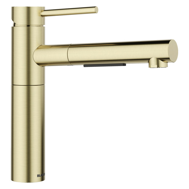 Robinet de cuisine rétractable double jet Alta II Low Arc (boîte ouverte légèrement rayée) Or satiné