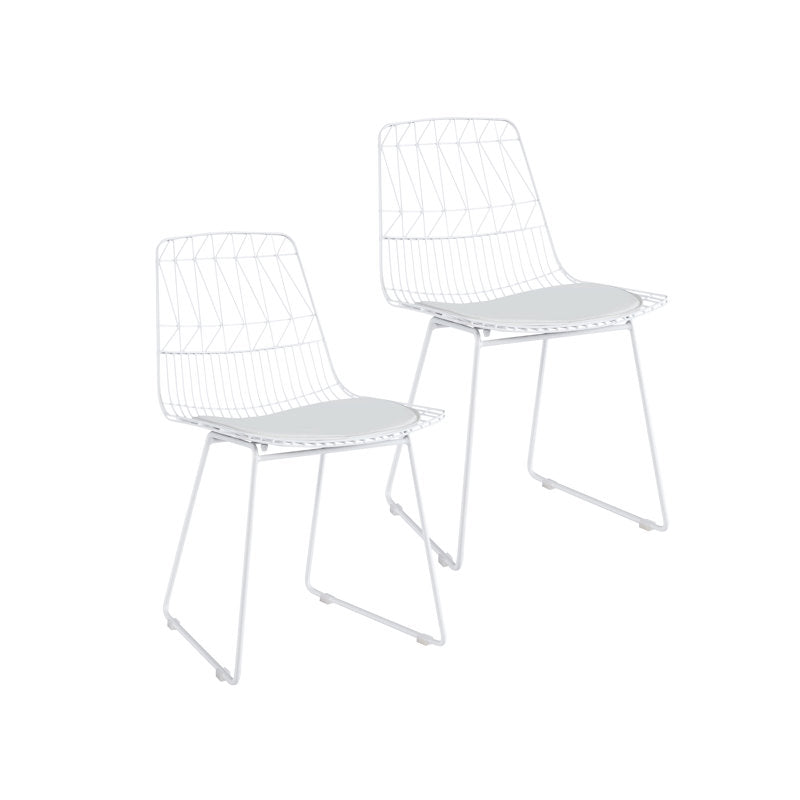 Chaise de salle à manger en métal avec coussin d'assise en cuir PU (lot de 2)