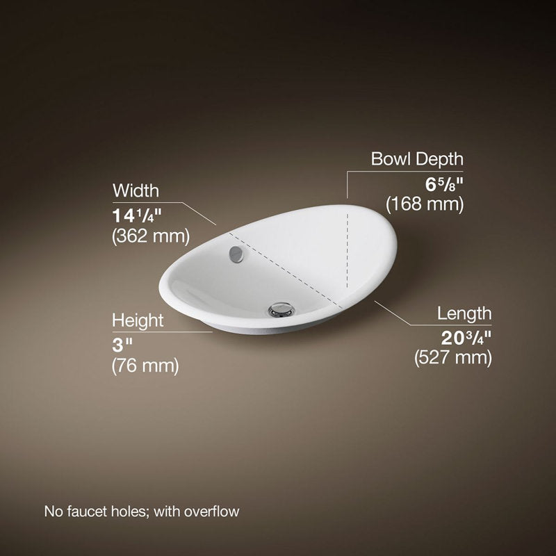 Lavabo vasque ovale en métal Iron Plains avec trop-plein, blanc 