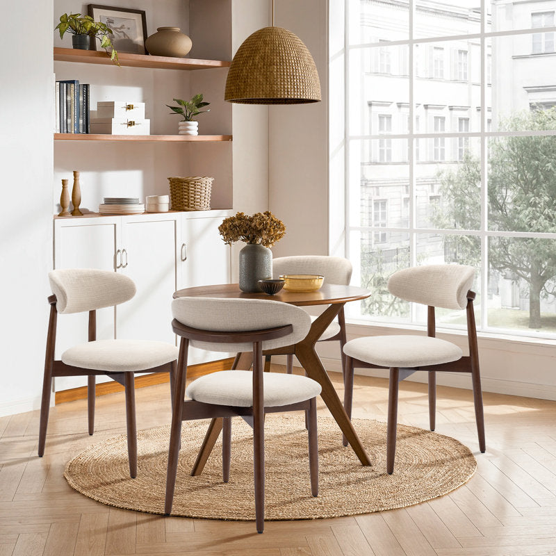 Vannie Upholstered Solid Wood Dining Chair Side Chair (Set of 2)