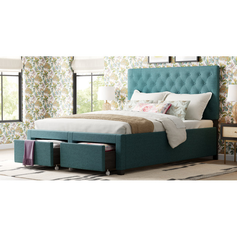 Lit à panneaux avec coffre de rangement (taille Queen)